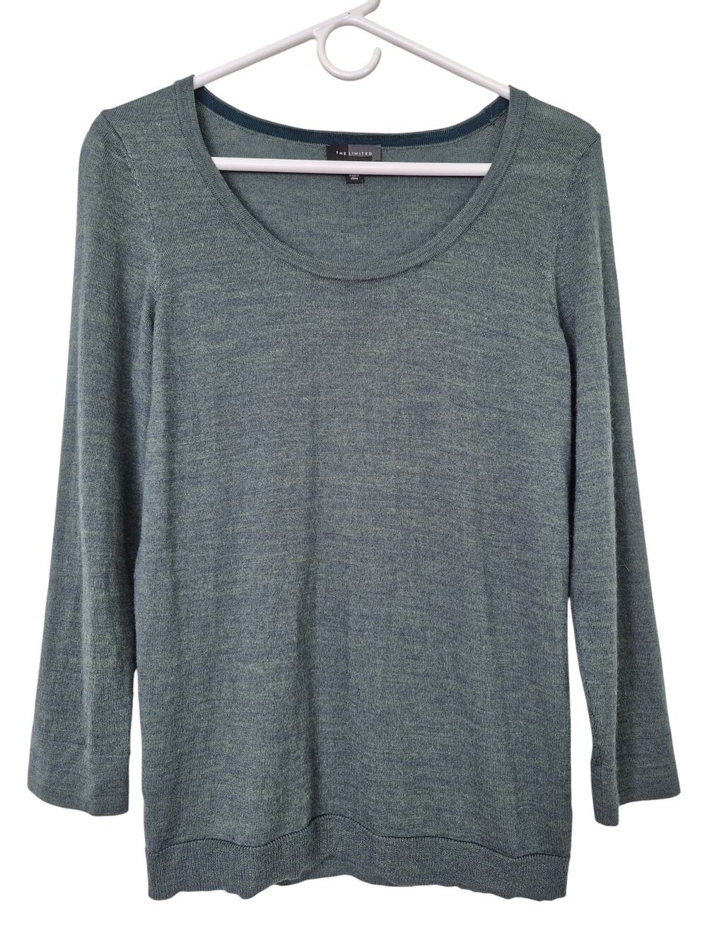 The Limited Womens Sweater Sz Med Wool Blend Green Heather Holiday Classic Layer
